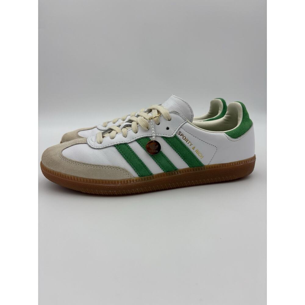 Adidas x Sporty & Rich Collab Sambas Sneakers White Green Leather Womens Size 8 - Picture 4 of 16
